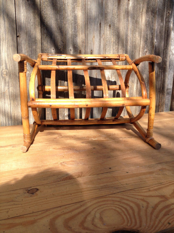 Magazine rack vintage rattan