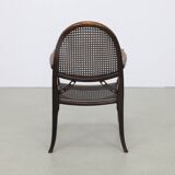 Classic English Armchair in Oak and Rattan