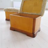 Swedish Art Deco Stools in Lacquered Birch with Sheepskin Seat, 1940s