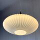 Large Scandinavian pendant light in striated opaline and brass from the 60s