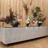 Large 1960s Knoll Style Marble and Brushed Steel Planter