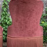 Pair of vintage pink velvet toad armchairs 1960