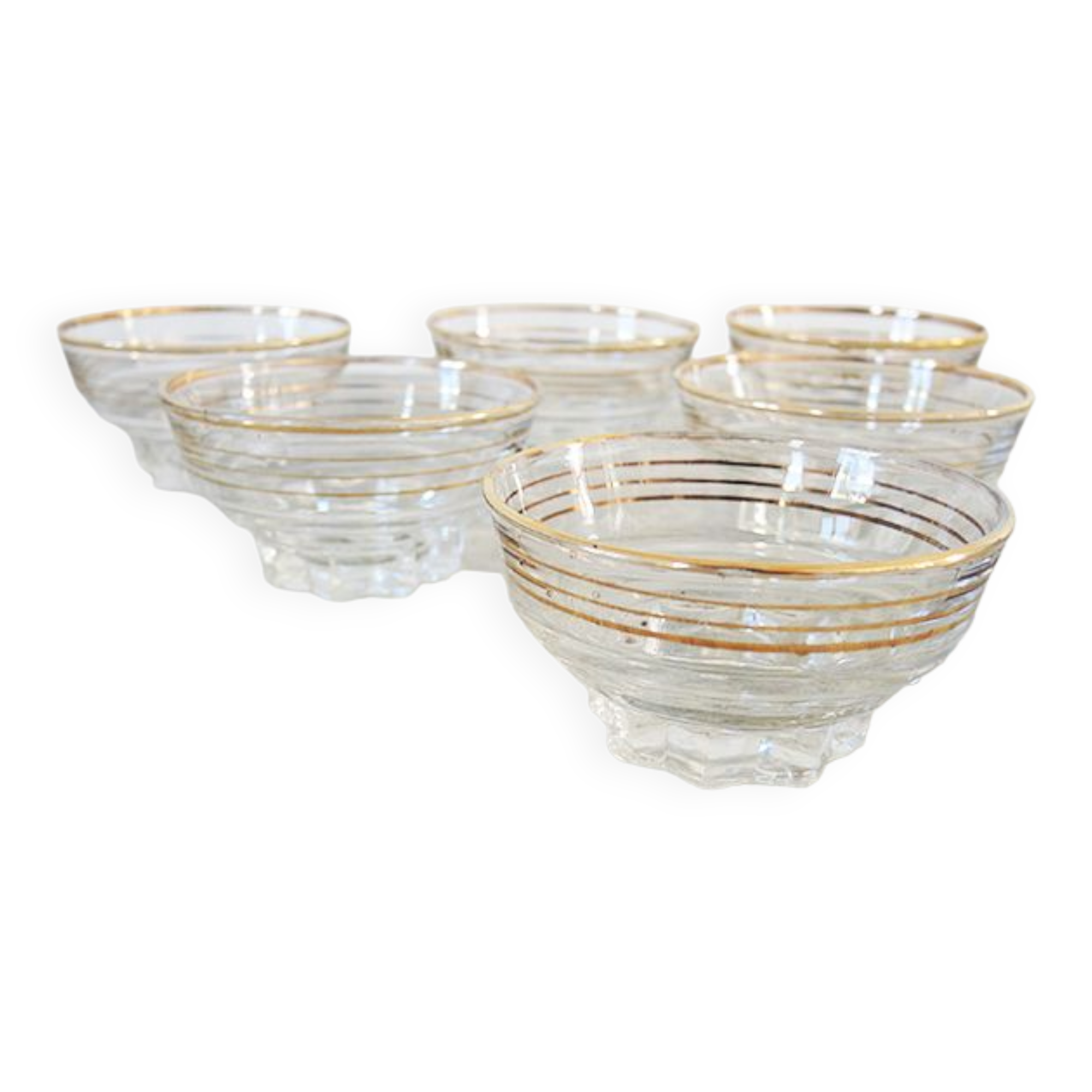 6 old champagne glasses 60s
