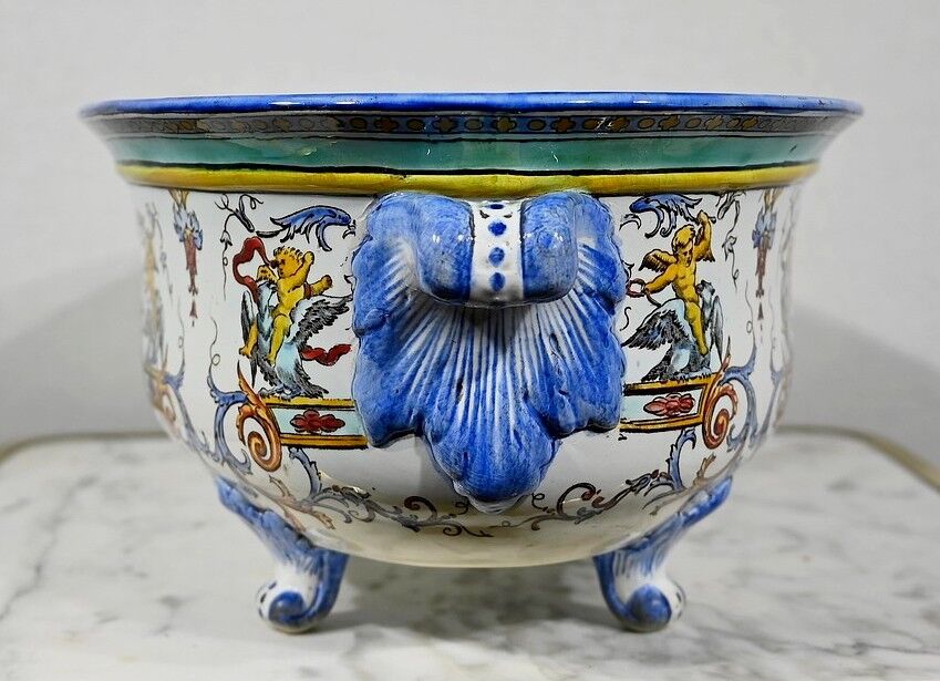 Gien earthenware planter, renaissance style – early twentieth century