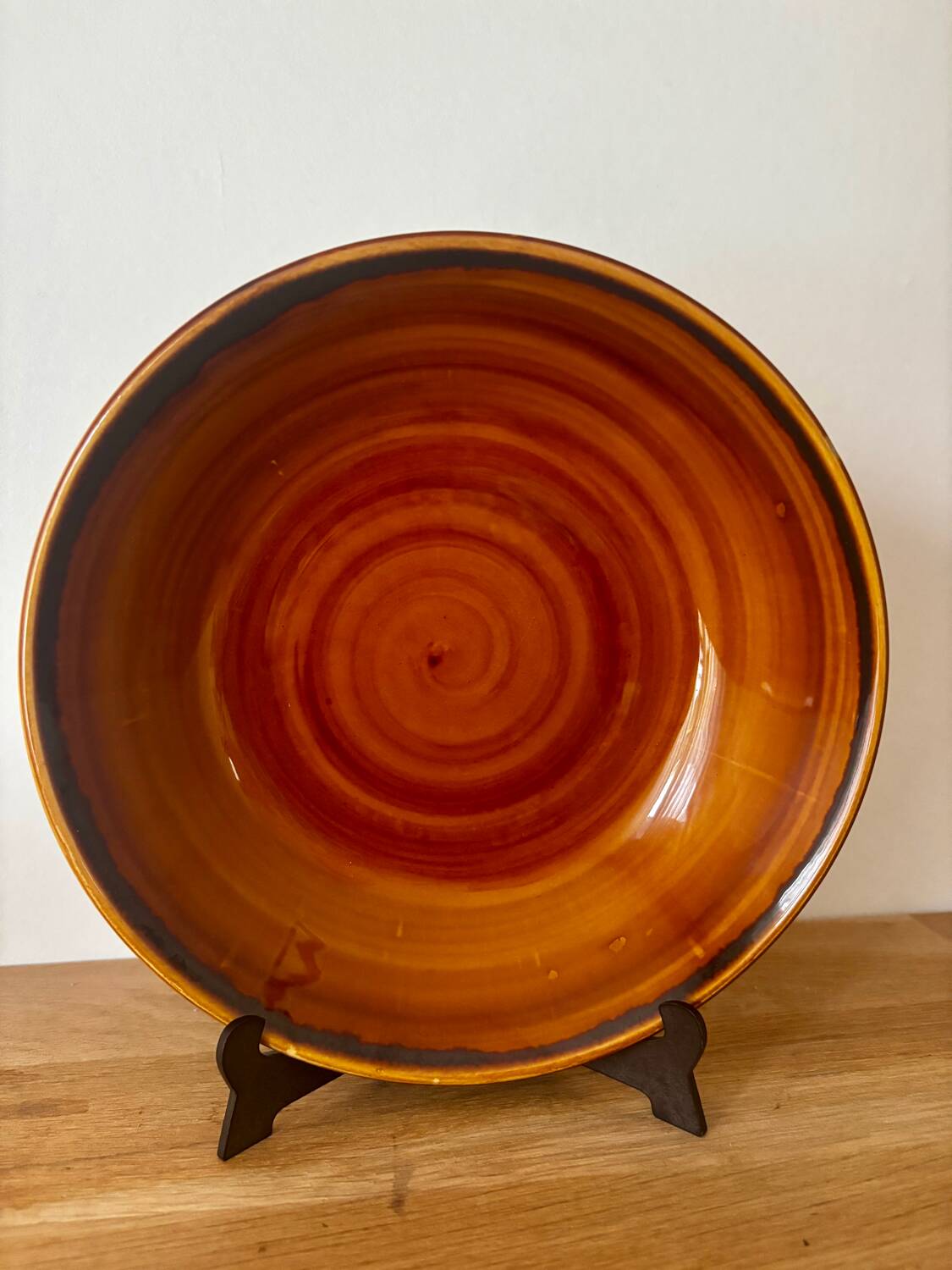 Set of 6 beautiful honey brown Luneville soup plates