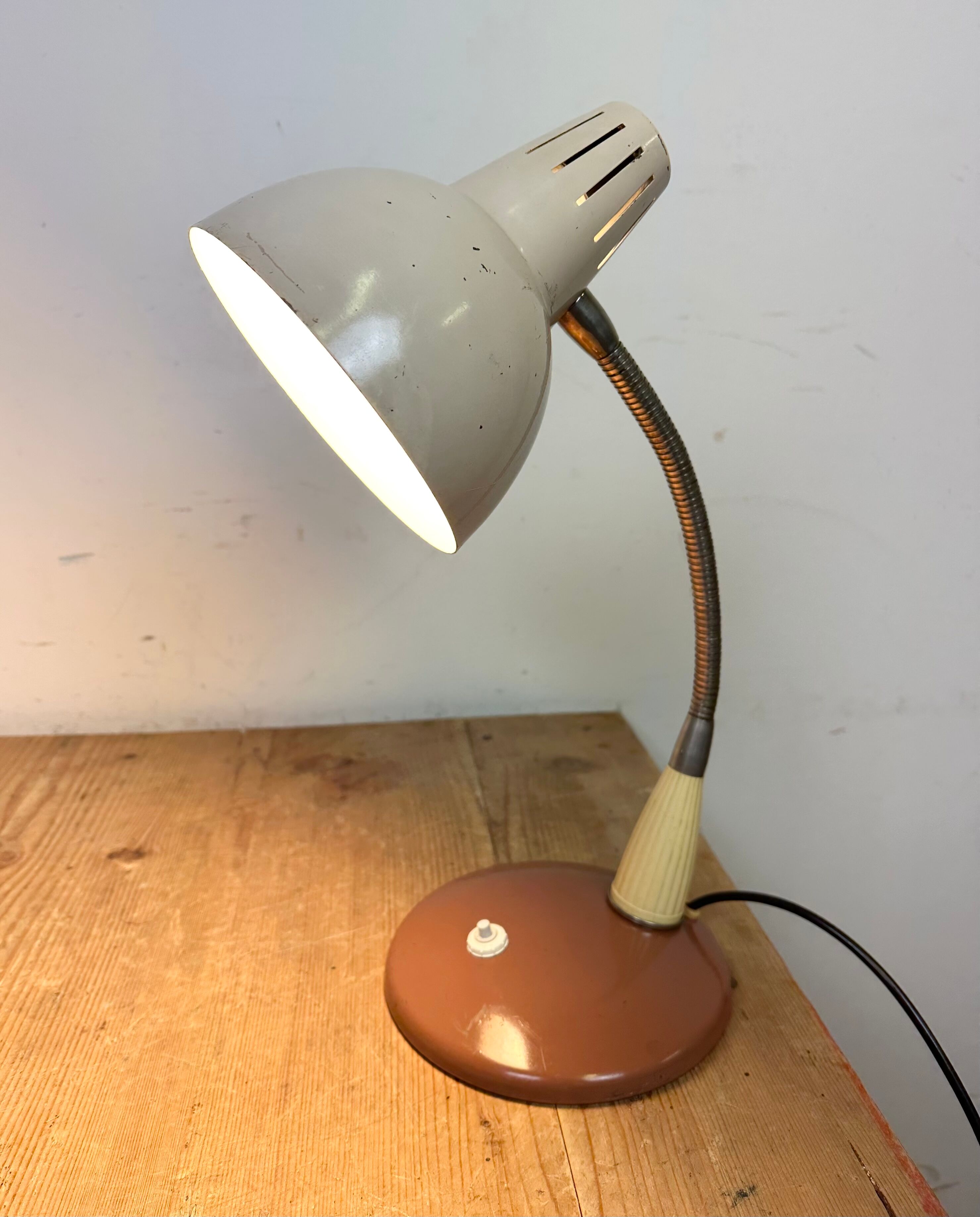Vintage Industrial Gooseneck Table Lamp, 1960s