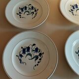 Flat plates series of six earthenware Longchamp décor Simone