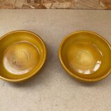 Pair of antique beige ceramic pocket trays made in france vintage