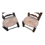 1 pair of low straw armchairs
