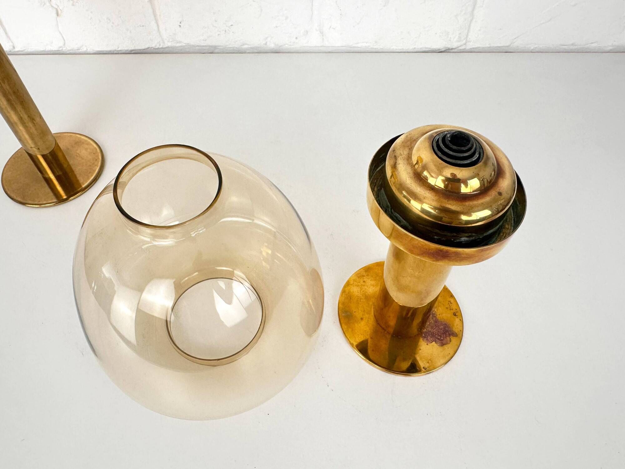 Pair of brass candle holders by Hans-Agne Jakobsson L102/32, Sweden, 1970.