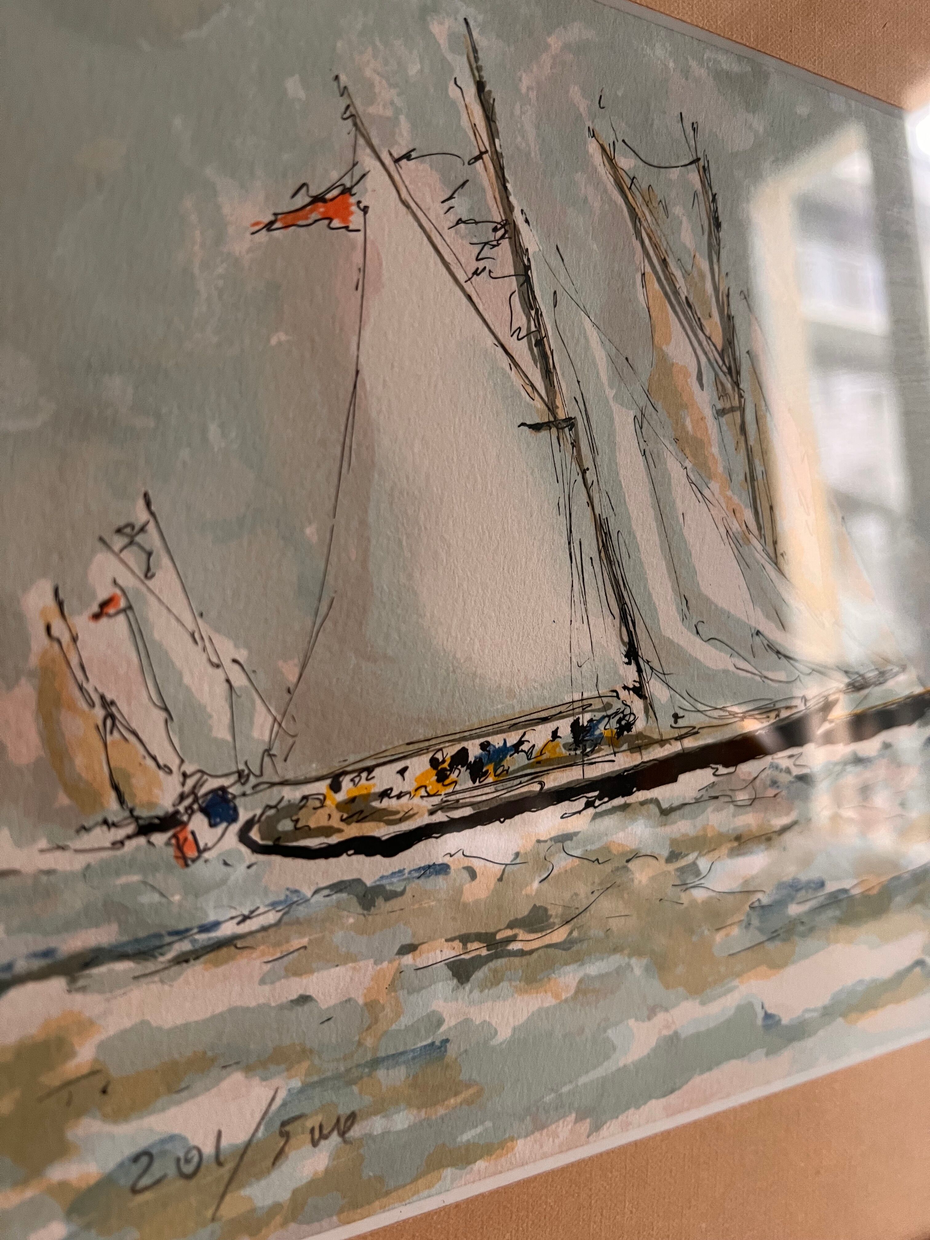 Painting boat in the maritime storm