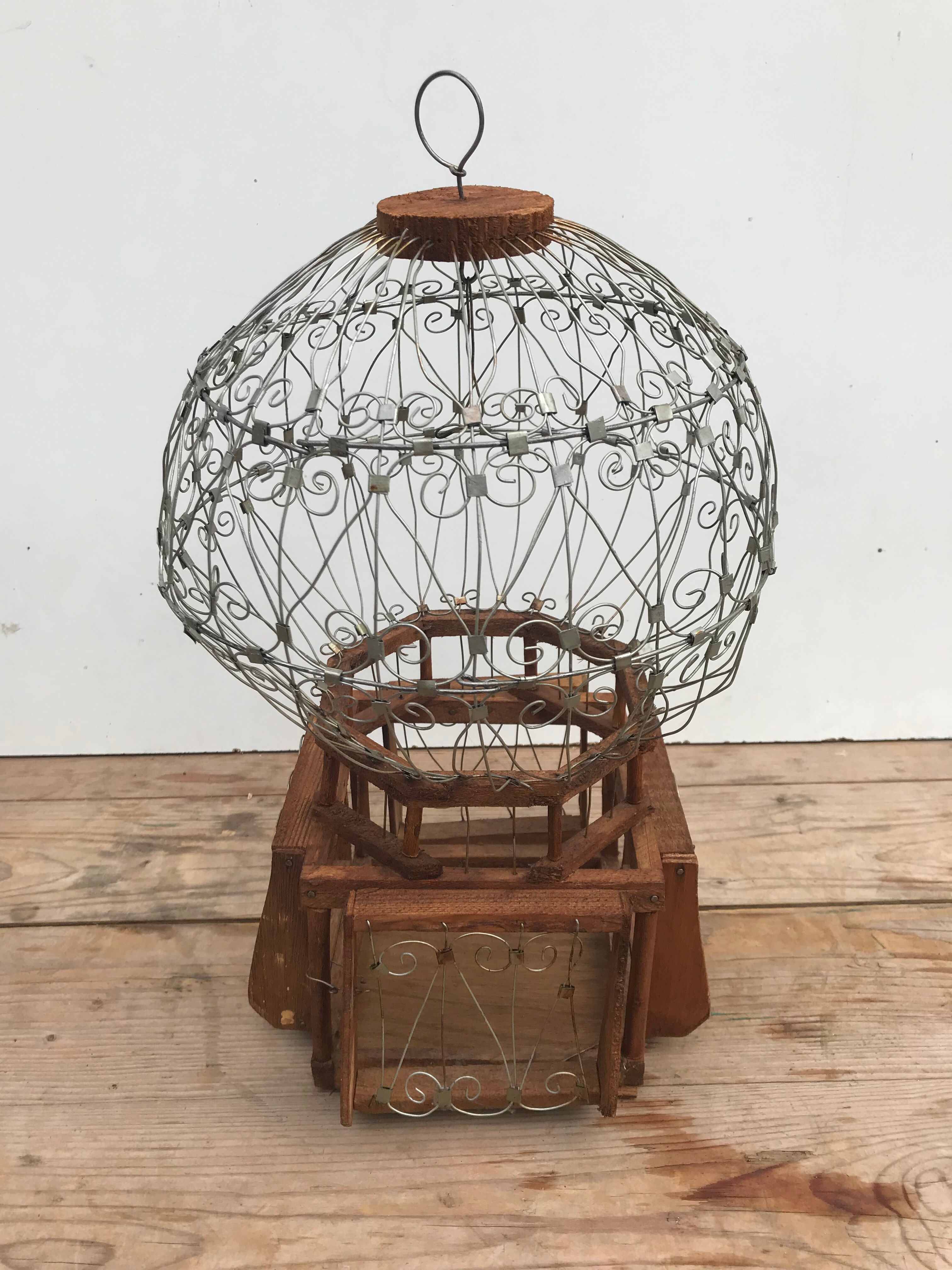 Old metal & wood  bird cage