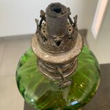 Lampe à huile  réservoir en verre couleur vert