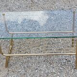 Coffee table from the 60s top glass base metal gilded