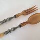 Old horn + silver-plated metal salad servers in their case
