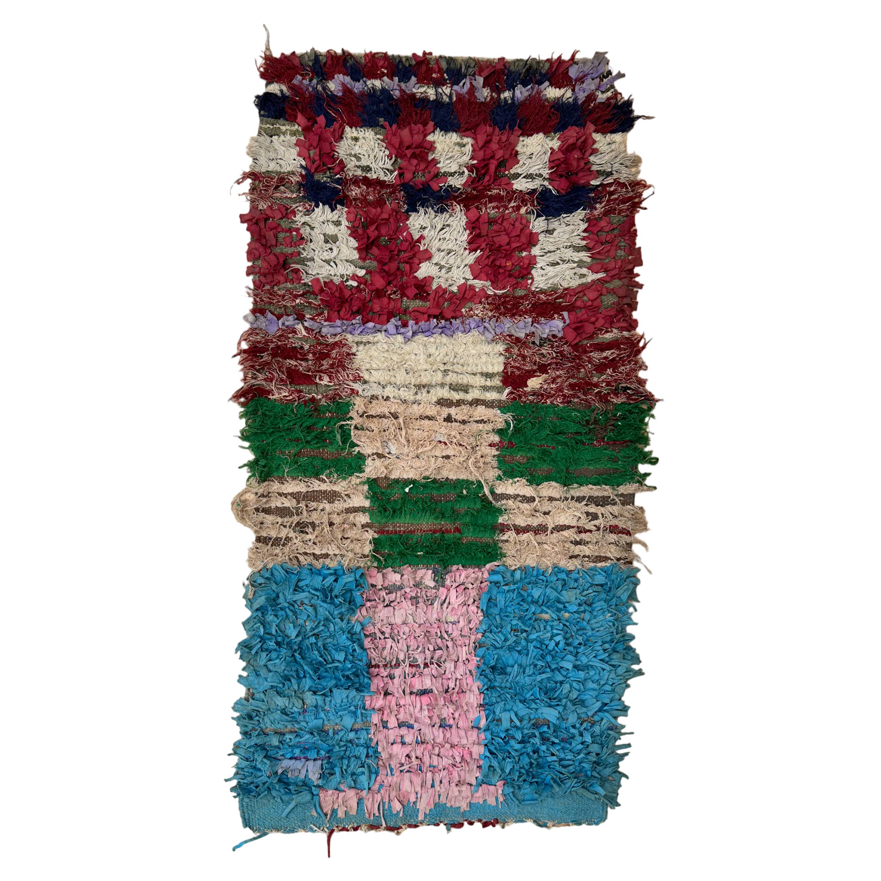 Colorful Boucherouite Moroccan rug - 80 x 170 cm