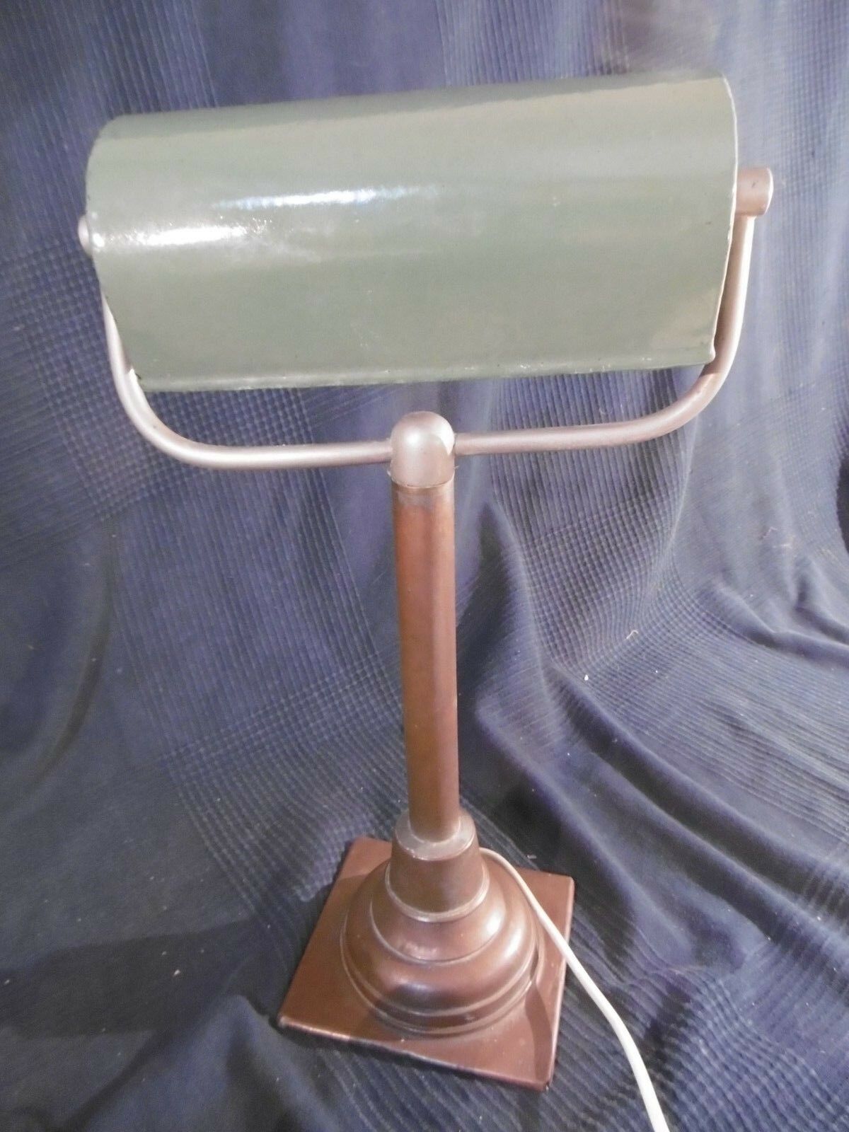Copper desk lamp and industrial green enamel lampshade 1900