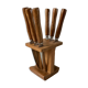 Set of 6 wooden butter knives and their support 70s