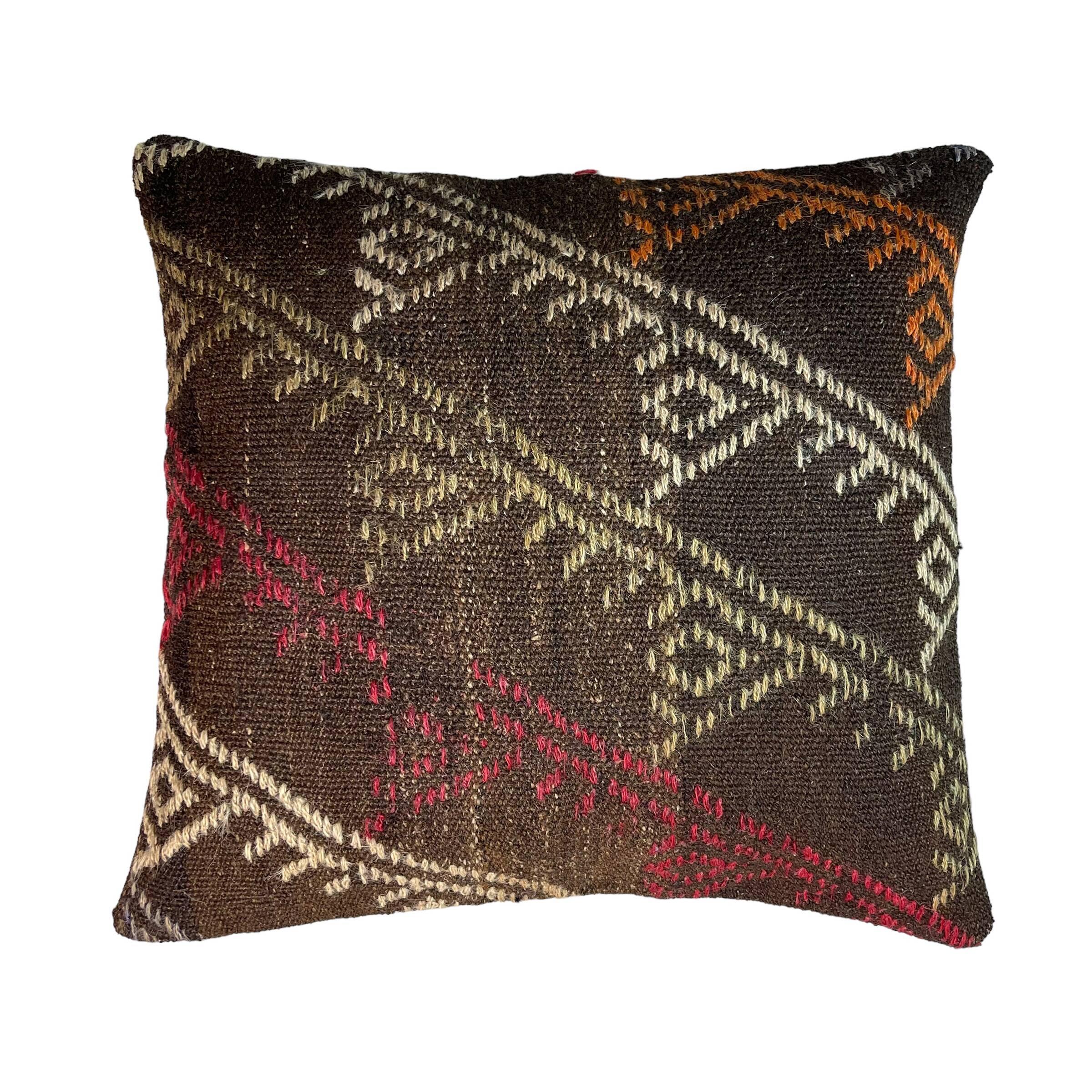 Vintage turkish kilim cushion cover , 55 x 55 cm