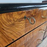 1950s six-drawer chest of drawers with glass top
