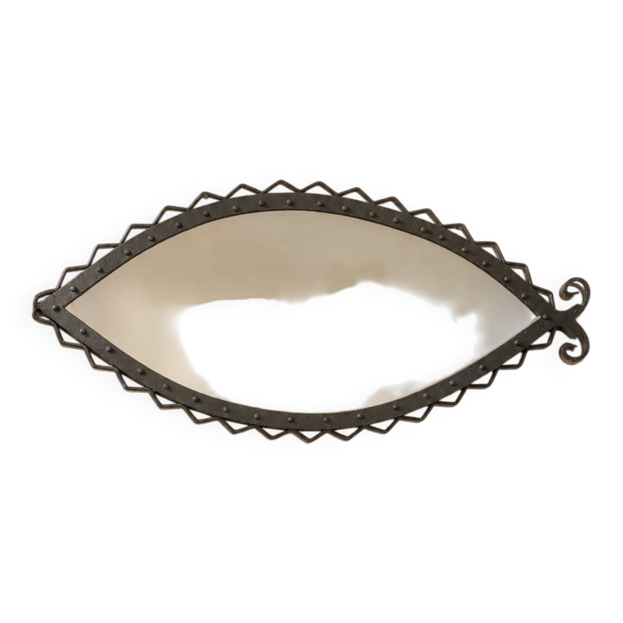 Hand-forged iron mirror with riveted frame, Italy, 1960s
