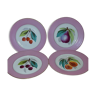 4 assiettes en porcelaine avec fruits roses 19 ème siècle