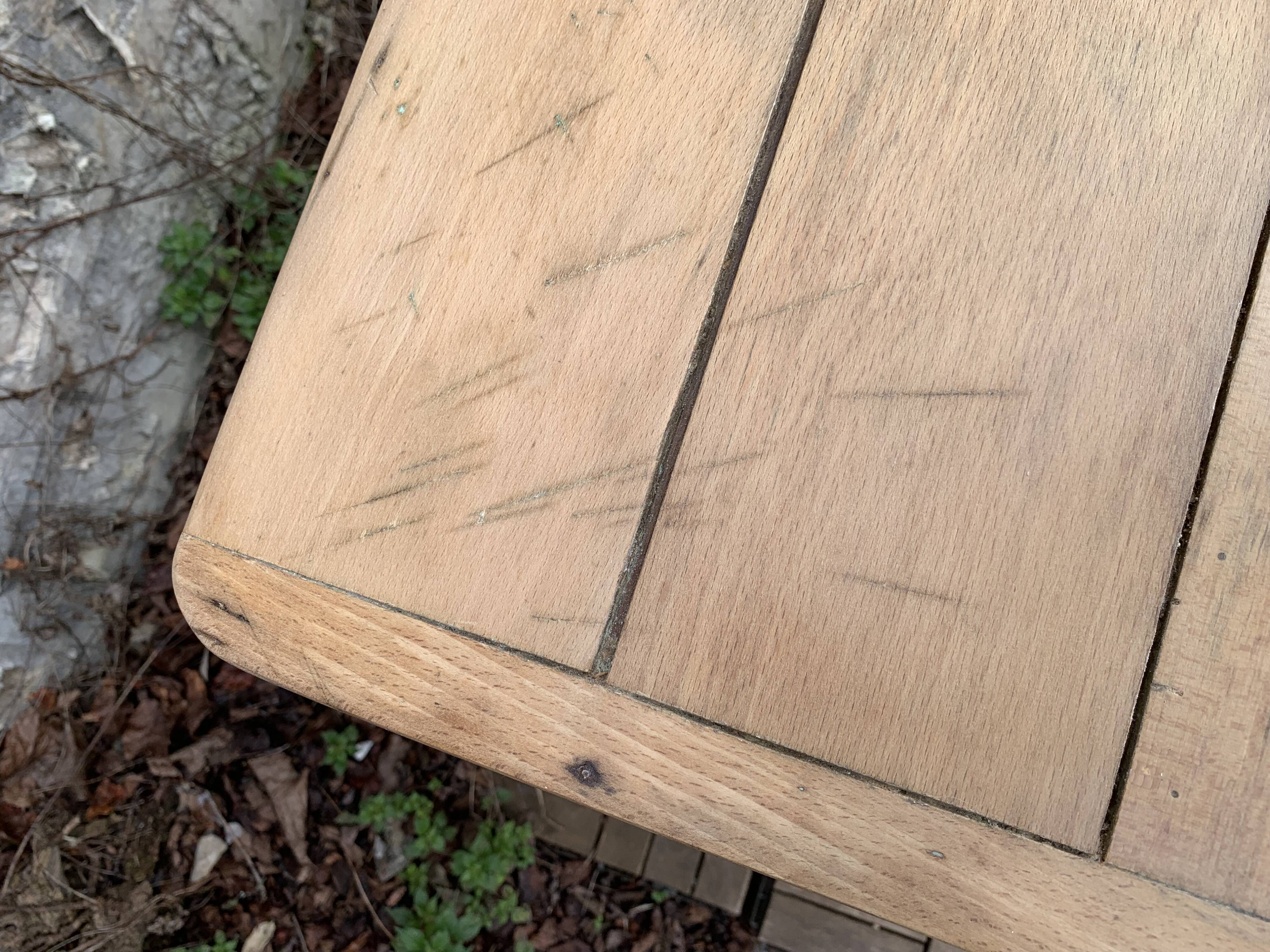 Art Deco farmhouse table in raw wood