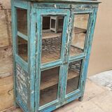 Ancien vaisselier vitrée en teck birman