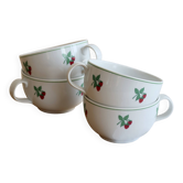 4 vintage porcelain tea cups Table and Colours - Raspberry model