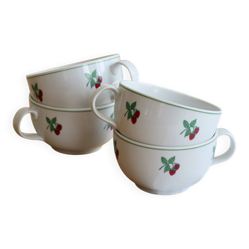 4 vintage porcelain tea cups Table and Colours - Raspberry model