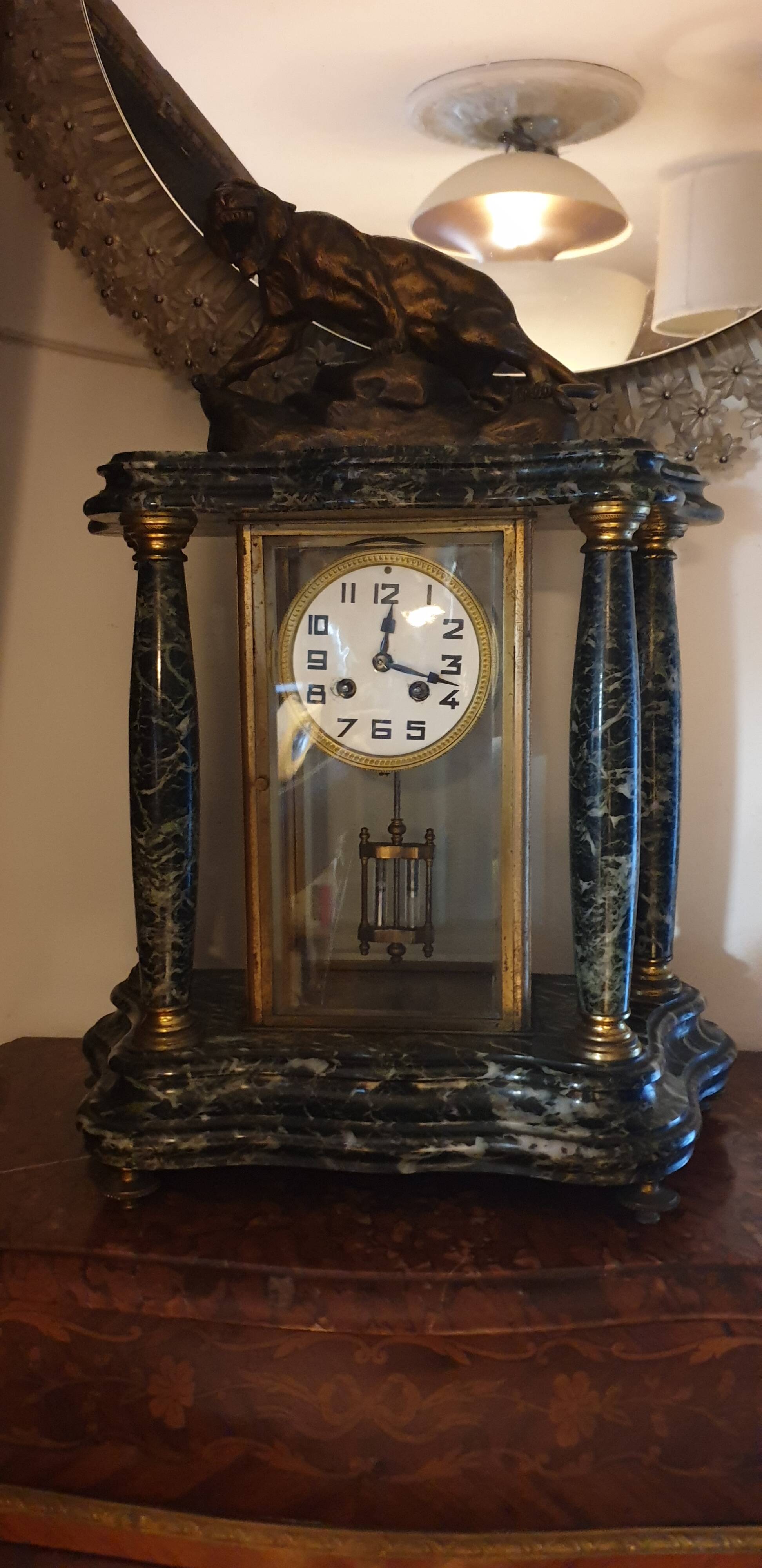 20th century bronze portico and cage clock signed cartier