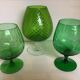 Trio of green glass vases Empoli Italy