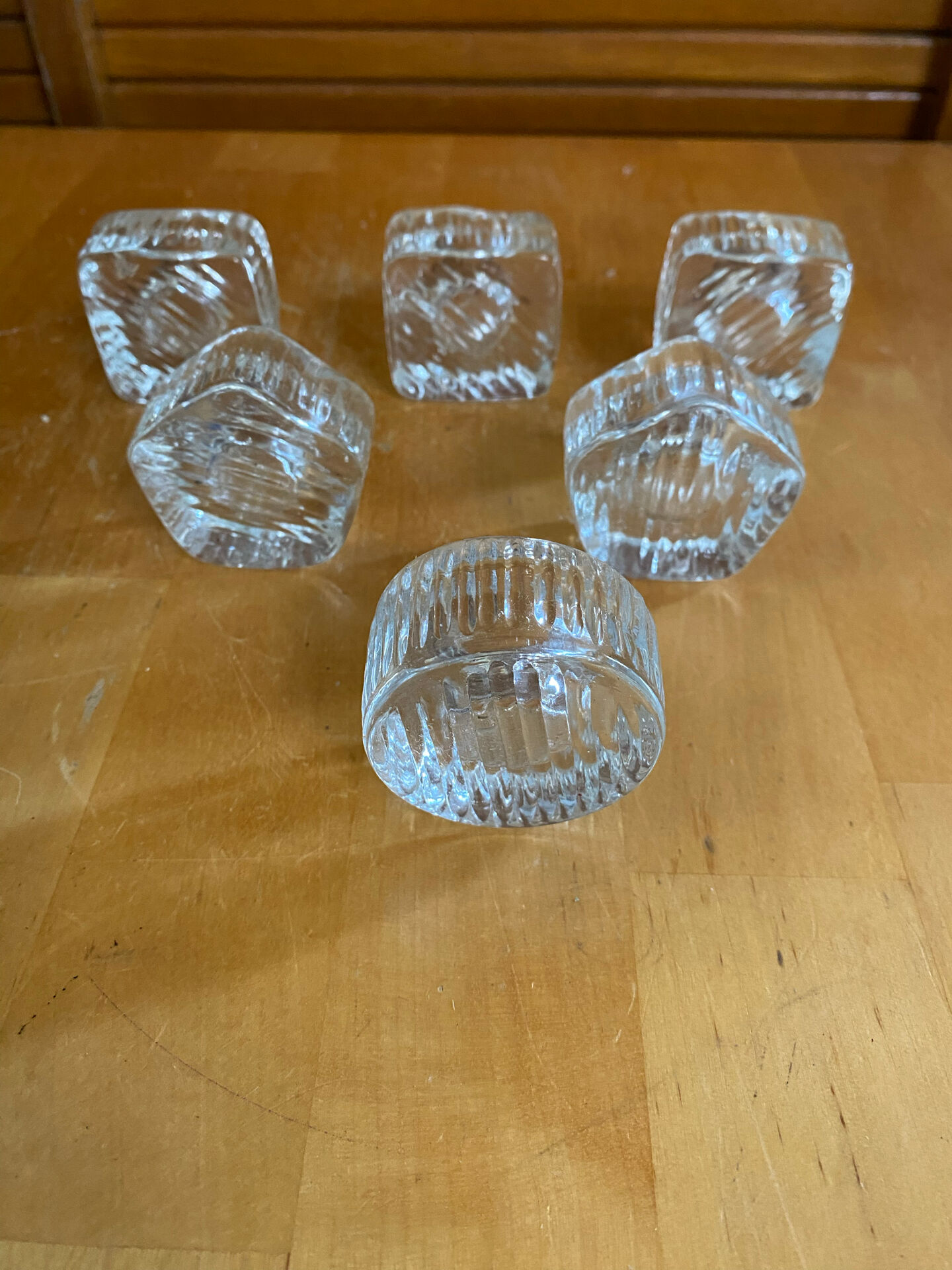 Series 6 antique candle holders mina moulded glass + vintage box #e483