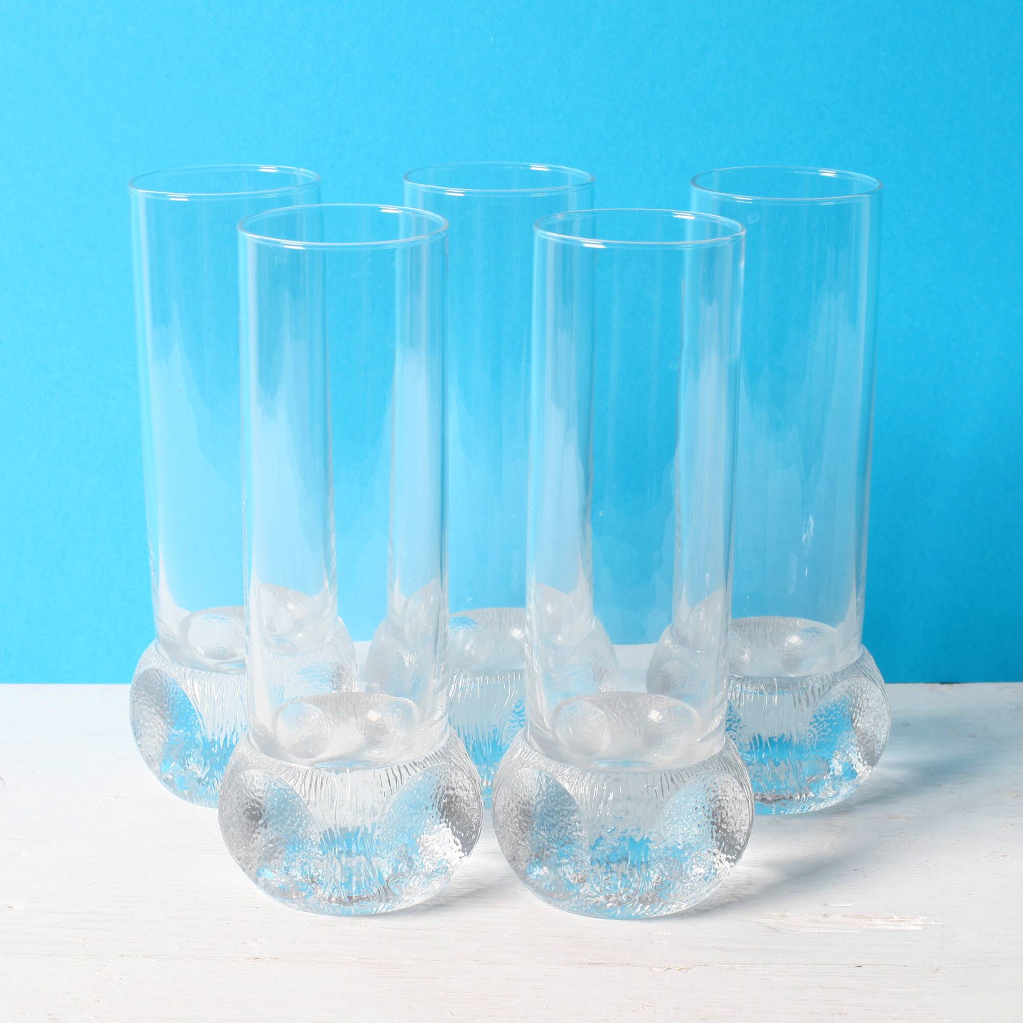 Set of 5 Mid-century Clear Crystal Tumblers / Italy / 1980s