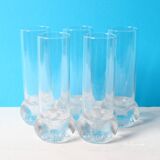 Set of 5 Mid-century Clear Crystal Tumblers / Italy / 1980s