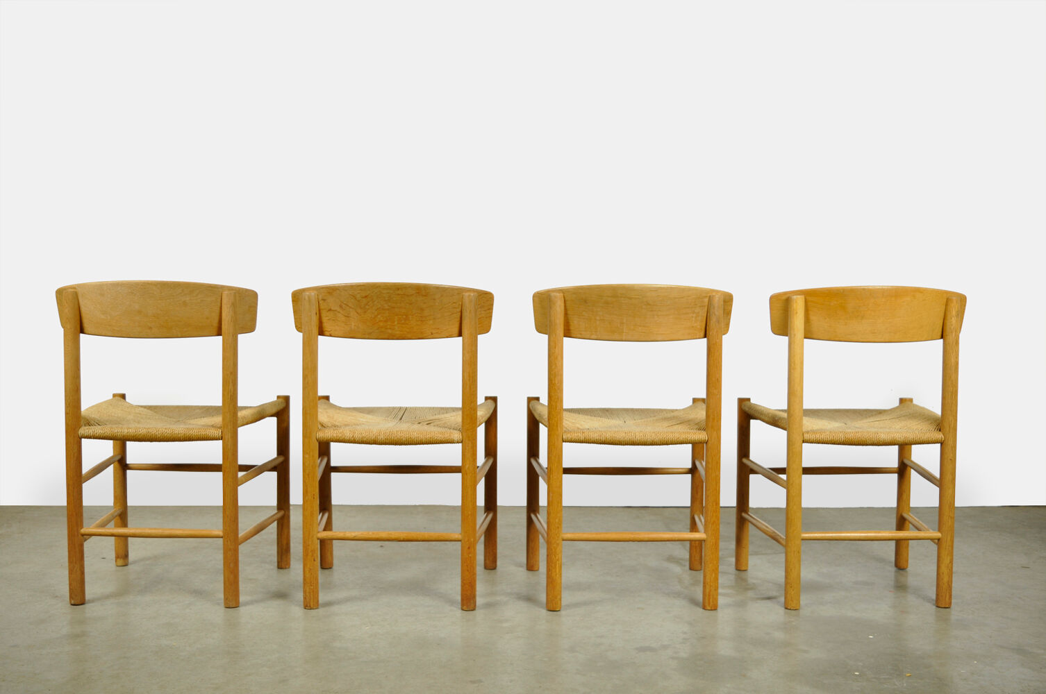 Set of four original oak dining chairs, model J39, by Børge Mogensen for F.D.B. Mobler, Denmark 1960