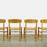 Set of four original oak dining chairs, model J39, by Børge Mogensen for F.D.B. Mobler, Denmark 1960