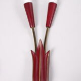 Set of two red Mid Century French wall lamps