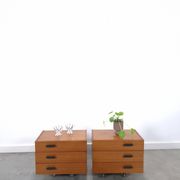 Ensemble de tables de nuit en teck suspendues avec tiroirs Danemark