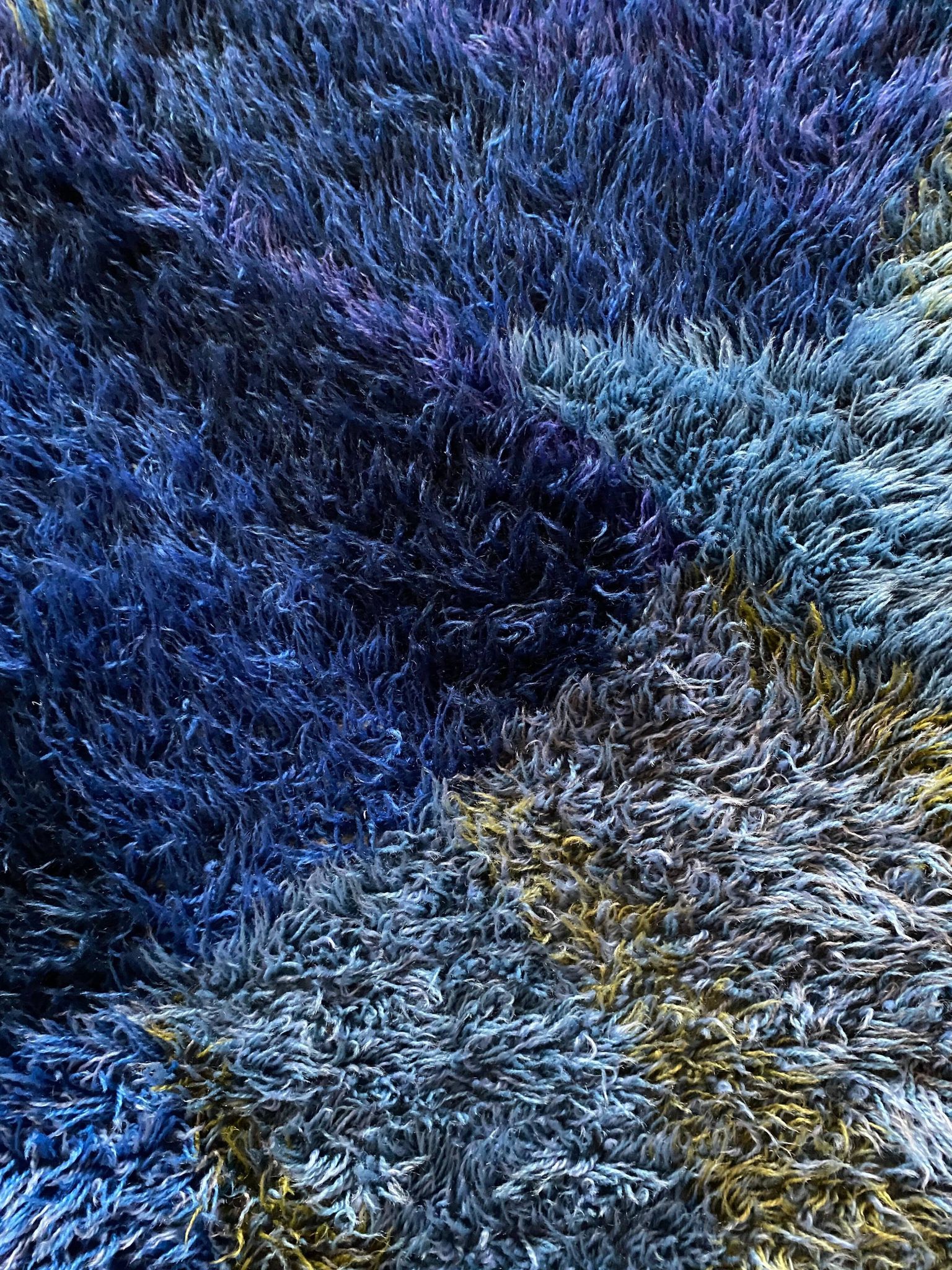 Mid-century Modern High Pile Blue Rya Rug, Sweden, 1960s