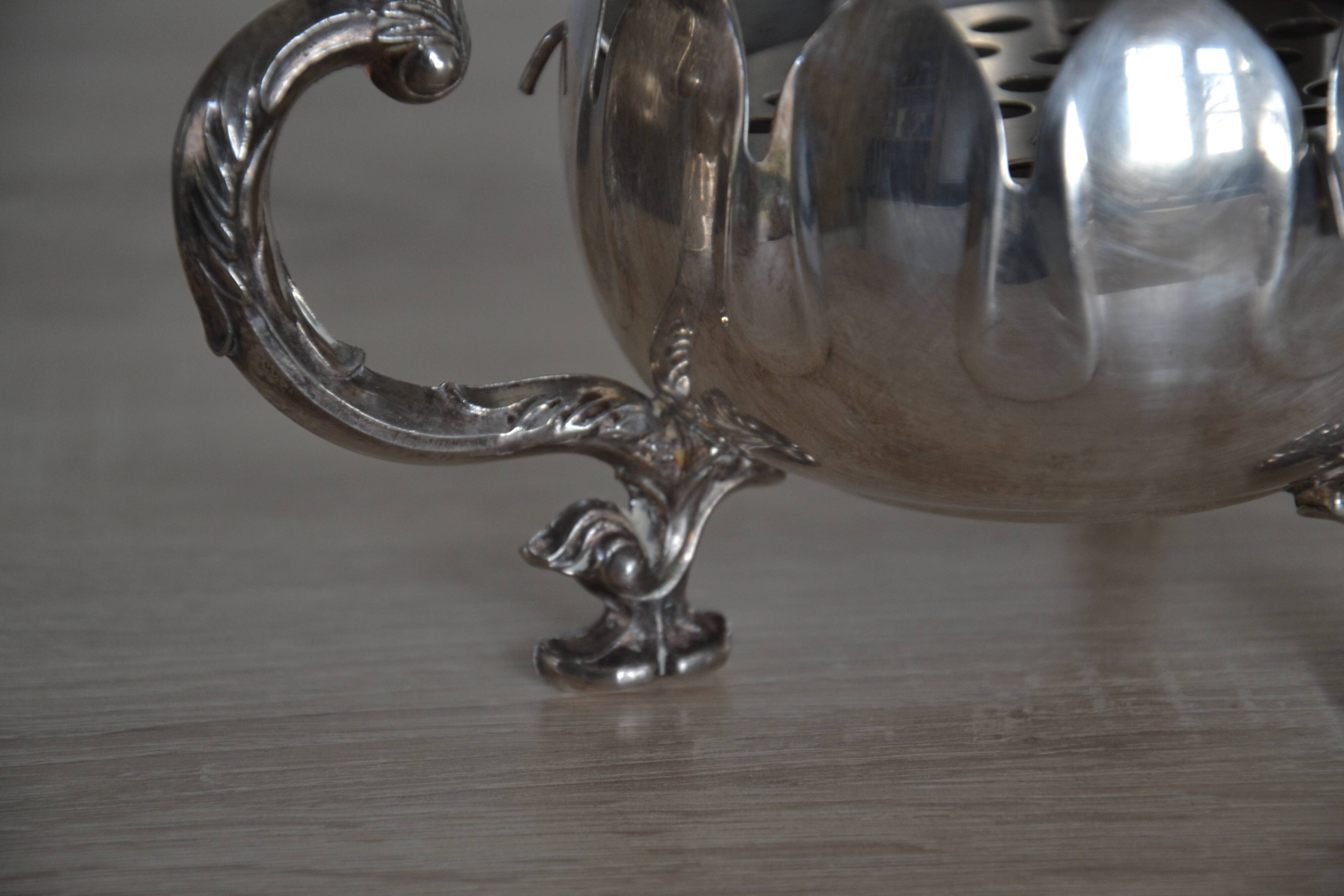 Silver-plated metal flower spike candlestick