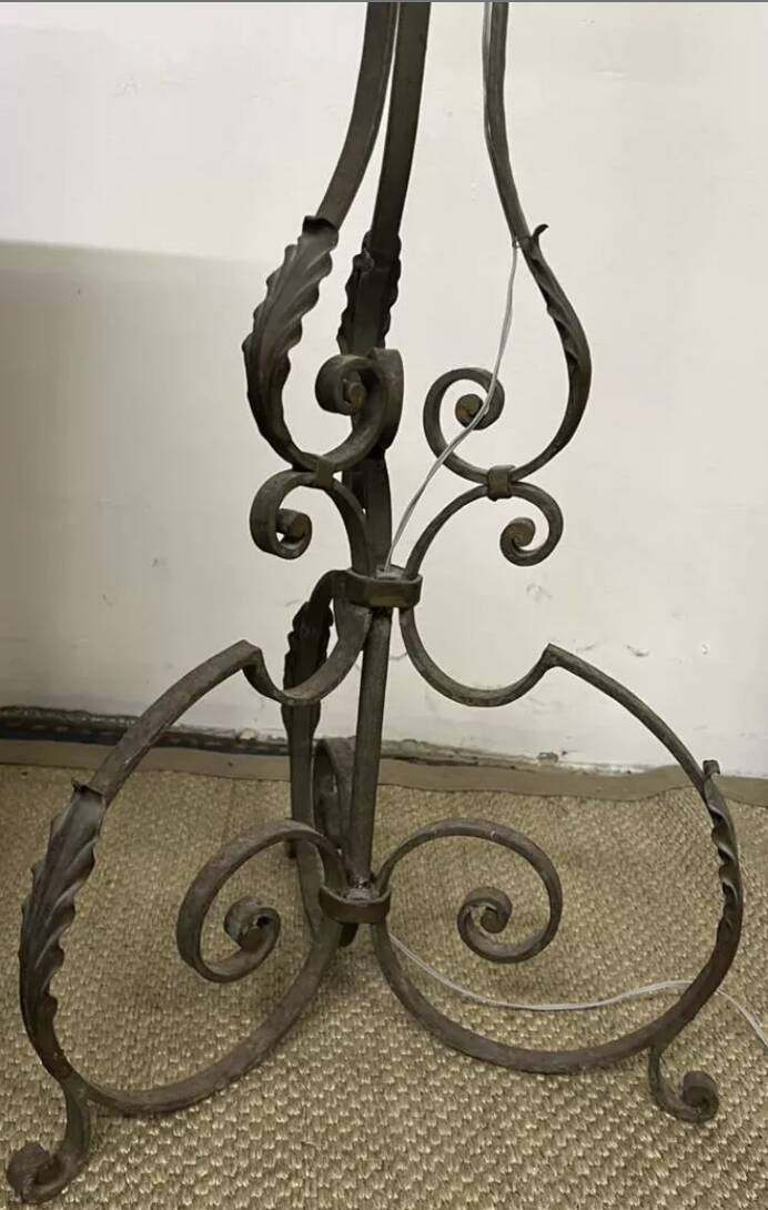 Art Deco wrought iron floor lamp base from the 1930s