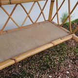 Rattan desk with vintage stool - 1950s