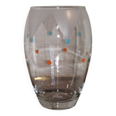 Vase Vintage J.G. Durand en Cristal Dépoli et Motifs Géométriques – 1980