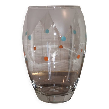 Vintage J.G. Durand Vase in Frosted Crystal with Geometric Patterns – 1980