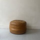 pouf in genuine leather patchwork colors, 1970