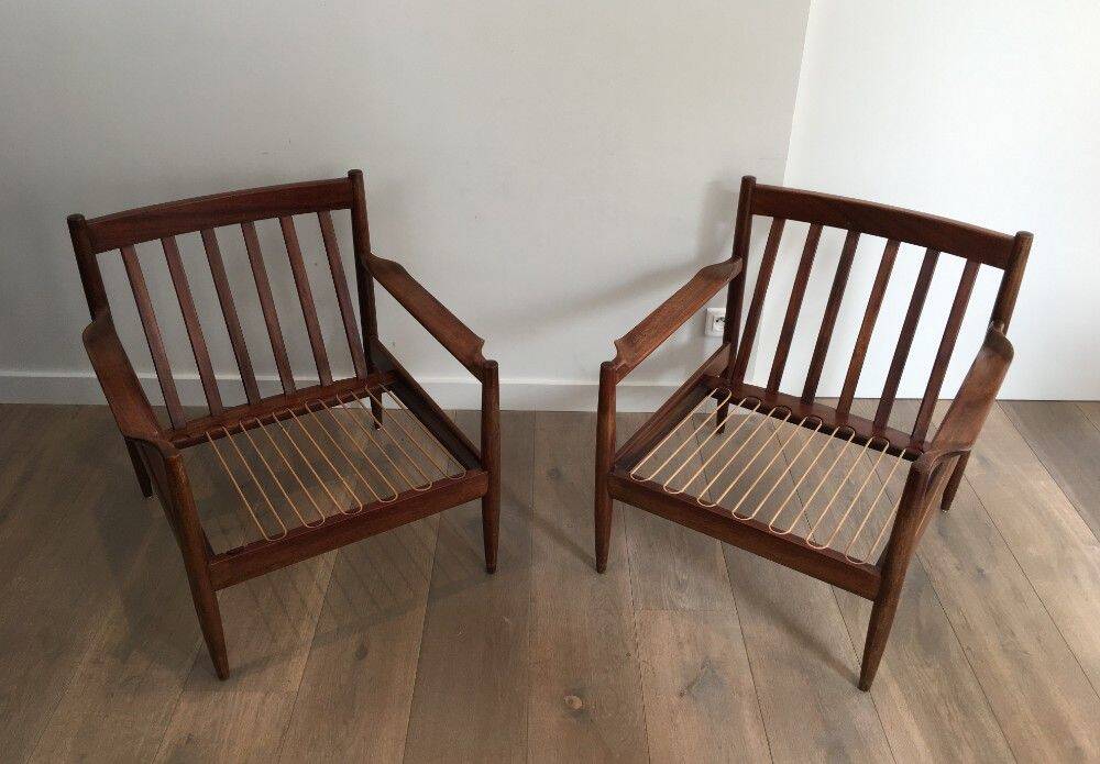Pair of wooden armchairs