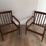 Pair of wooden armchairs