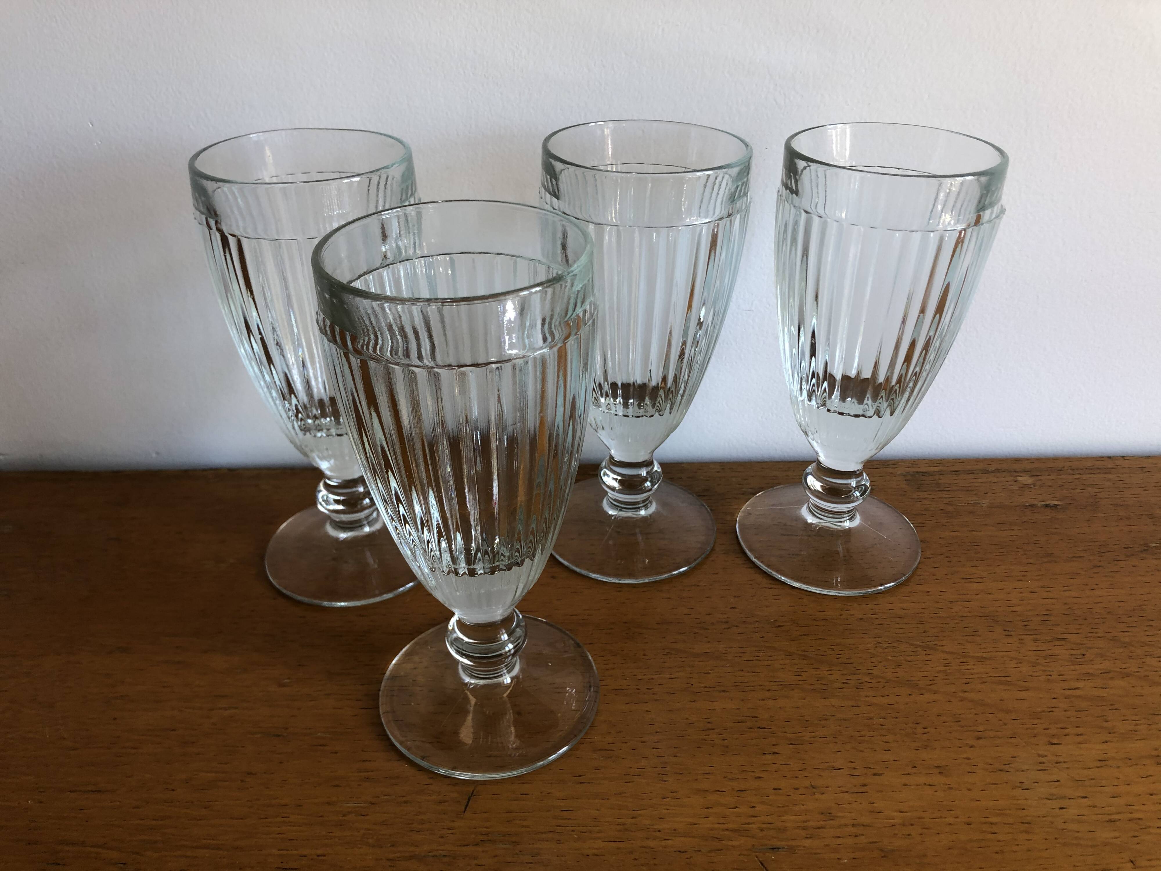 4 bistrot ice cream cups thick glass vintage