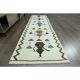 1970s Vintage Turkish Oushak Handmade Wool Cotton White Runner Rug 91x328